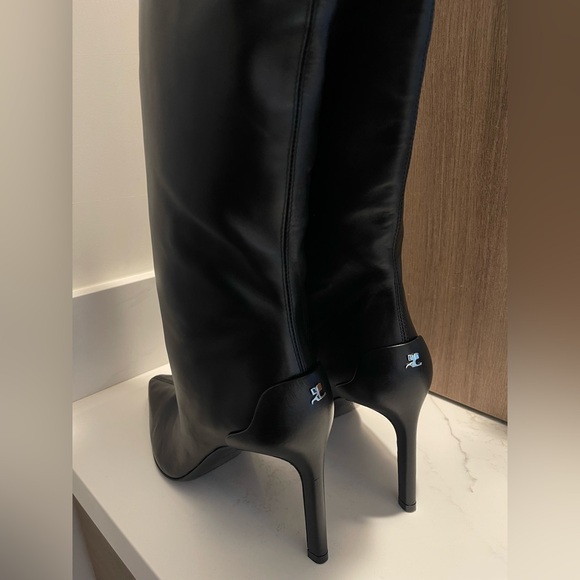 NEW COURREGES Sharp Leather High Boots In Black 38 Womens Over the Knee - Picture 5 of 12